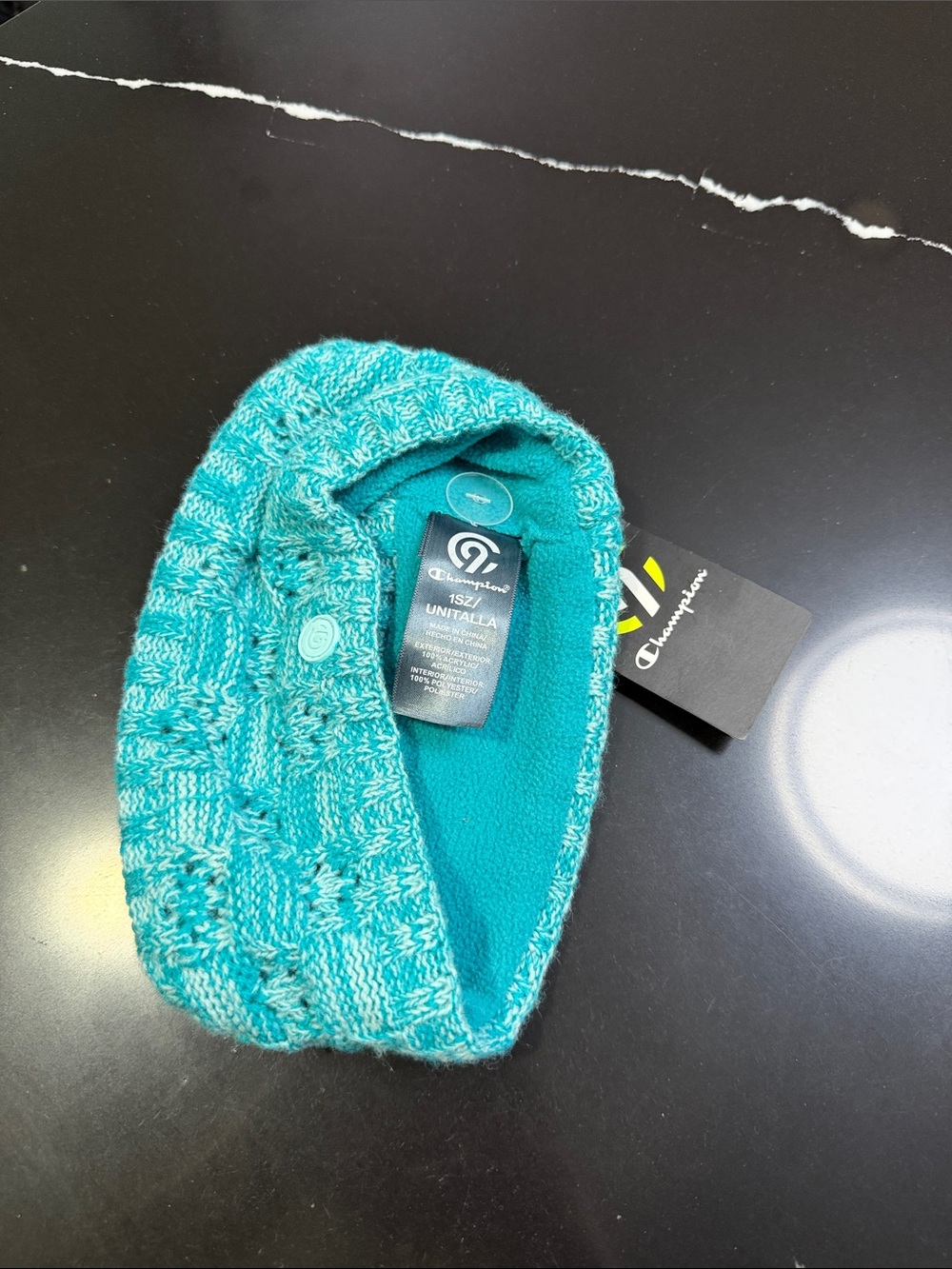 Champion Teal Cable Knit Fleece Headband